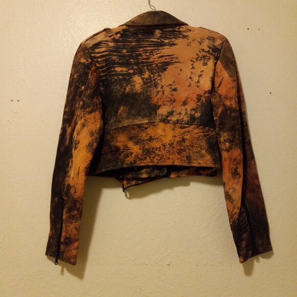Alyson Eastman Distressed Cropped Lamb Leather Motorcycle Jacket Size S Rare - Picture 9 of 16